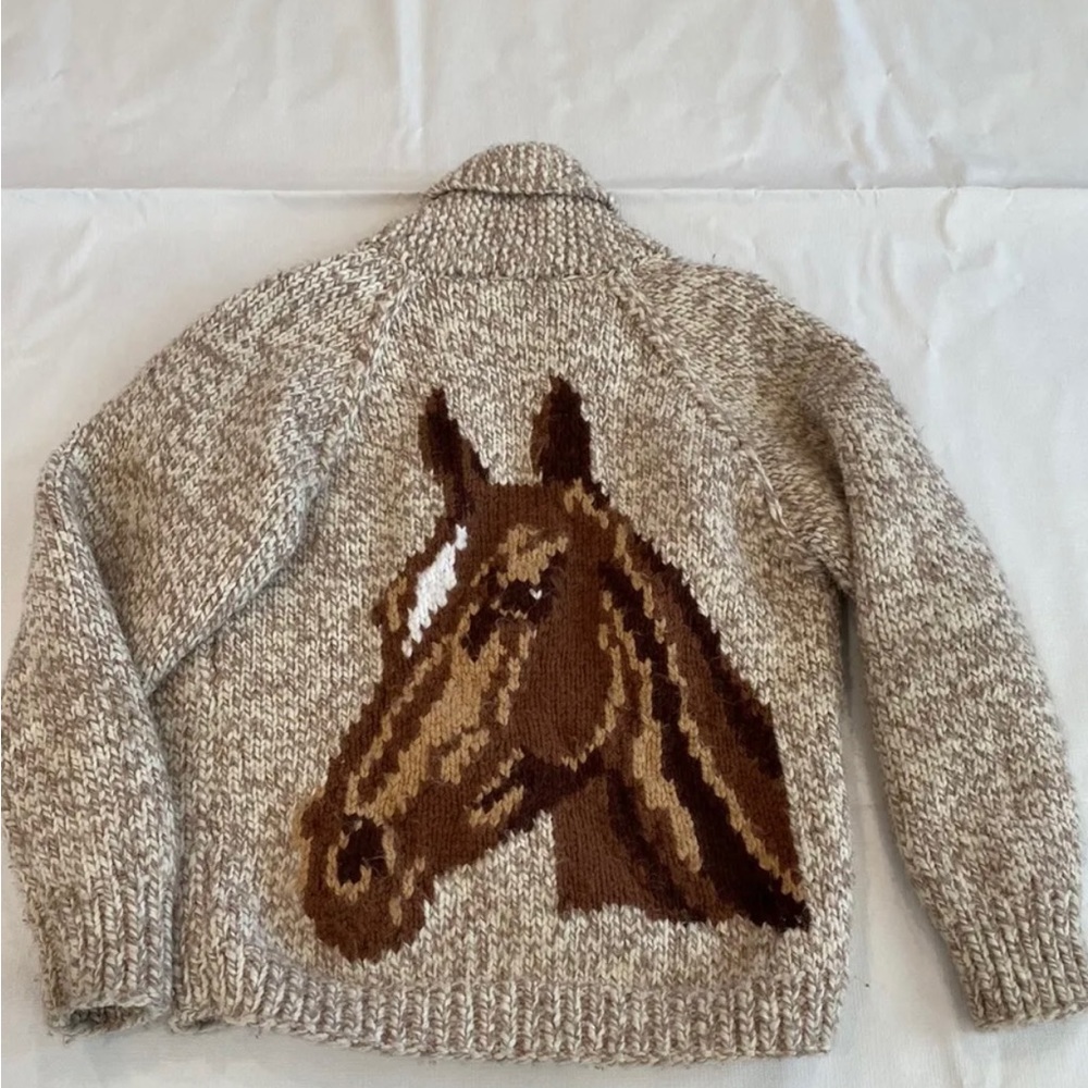 Vintage handmade horse & horseshoe sweater women’s size small knit wool WOW!
